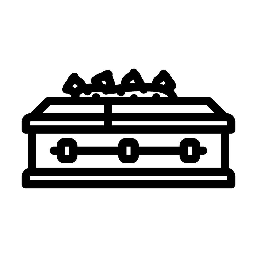 coffin flowers mortality line icon illustration vector