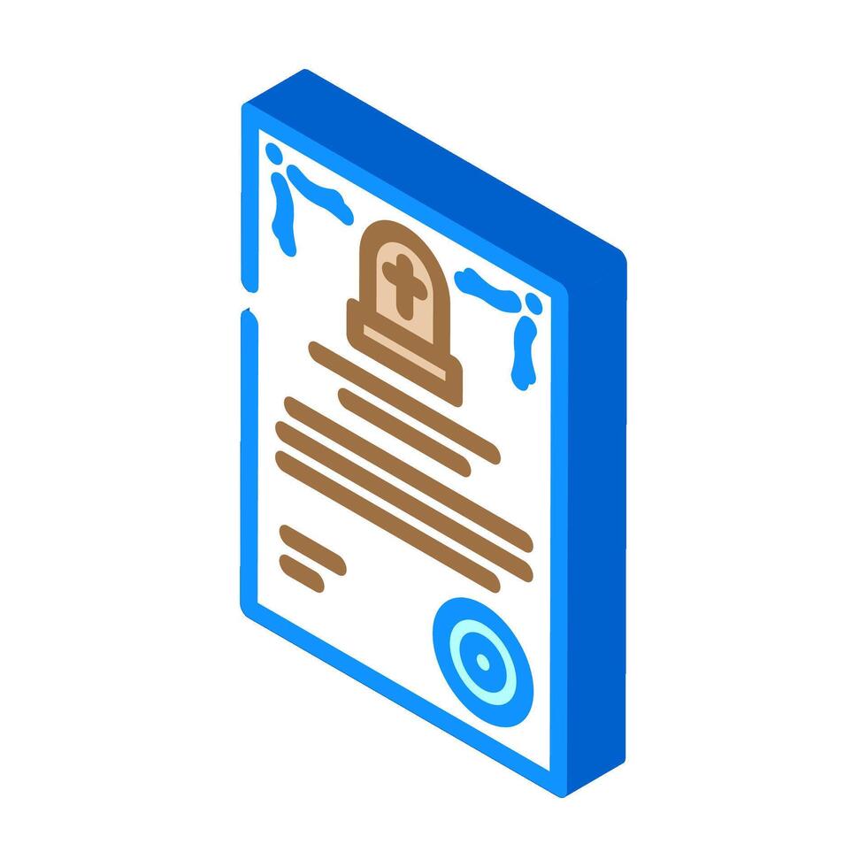 death certificate mortality isometric icon illustration vector