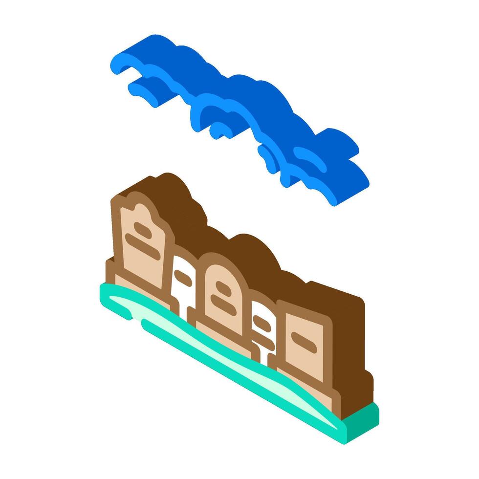 cemetery landscape mortality isometric icon illustration vector