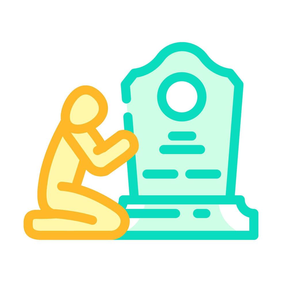 crying person grave mortality color icon illustration vector
