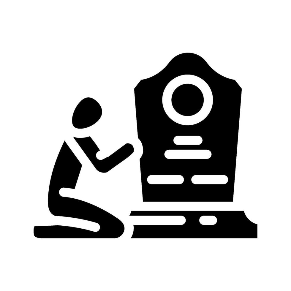 crying person grave mortality glyph icon illustration vector