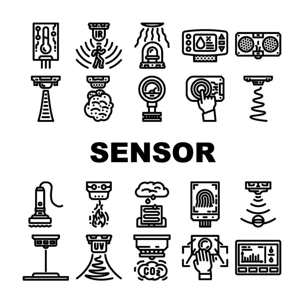 sensor módulo iot inalámbrico íconos conjunto Insignia vector