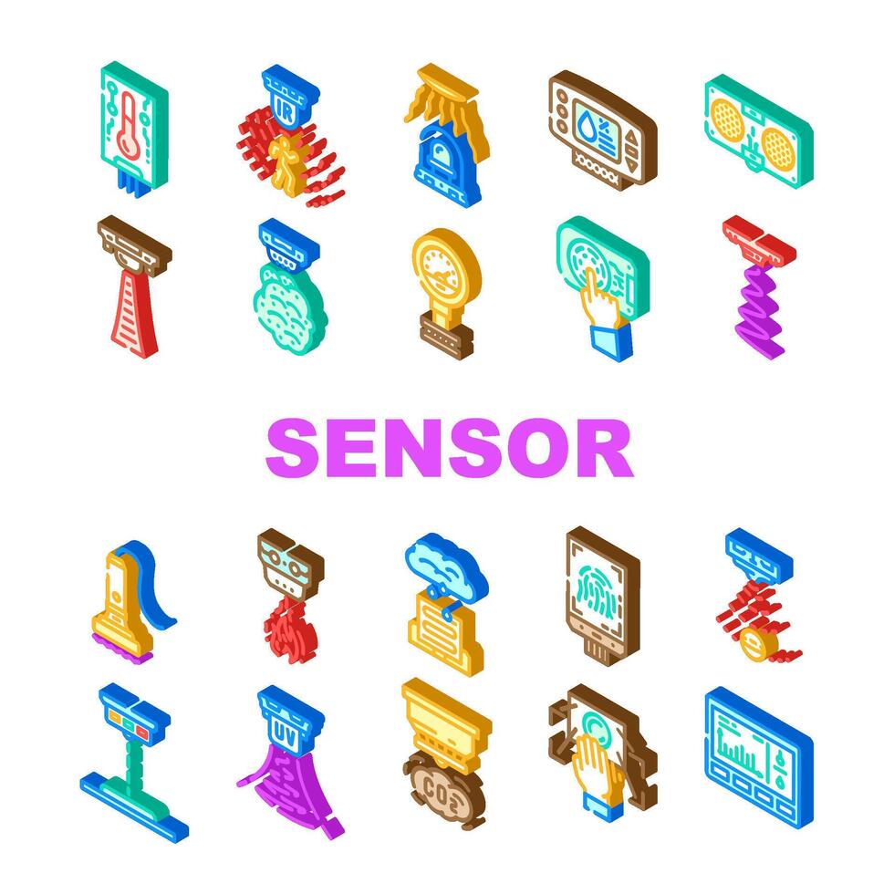 sensor módulo iot inalámbrico íconos conjunto vector