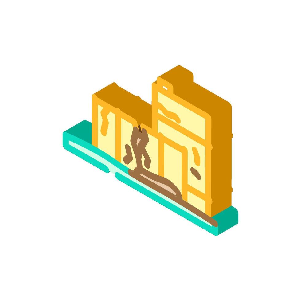 oil barrels leaking onto ground isometric icon illustration vector