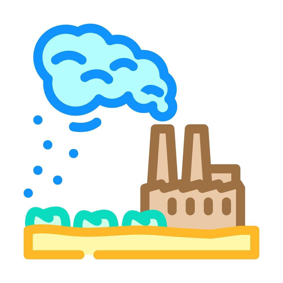 factory releasing waste onto farmland color icon illustration vector