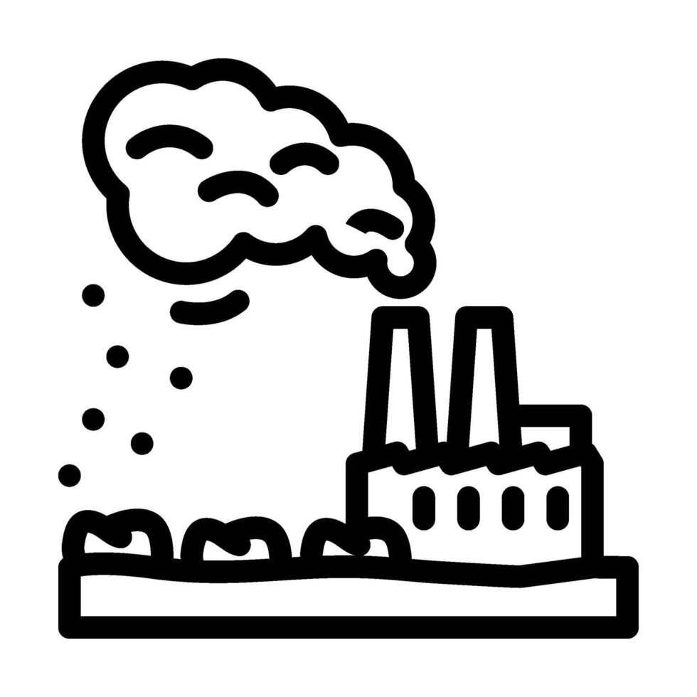 factory releasing waste onto farmland line icon illustration vector