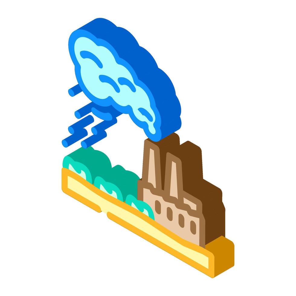 factory releasing waste onto farmland isometric icon illustration vector