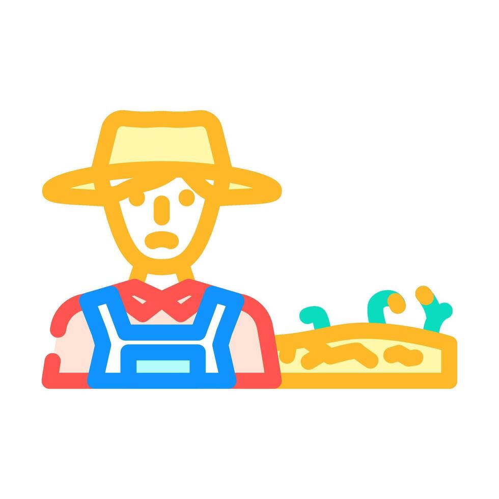 farmer near contaminated crops color icon illustration vector