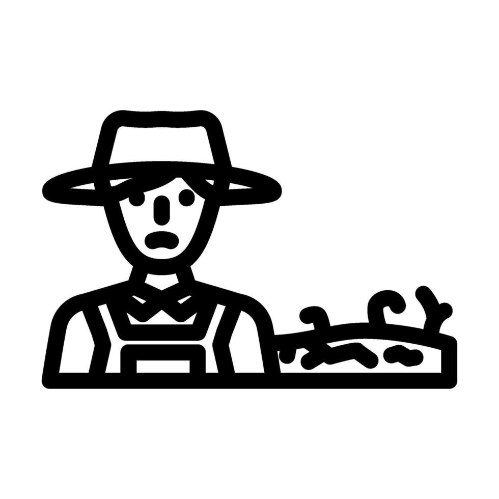farmer near contaminated crops line icon illustration vector
