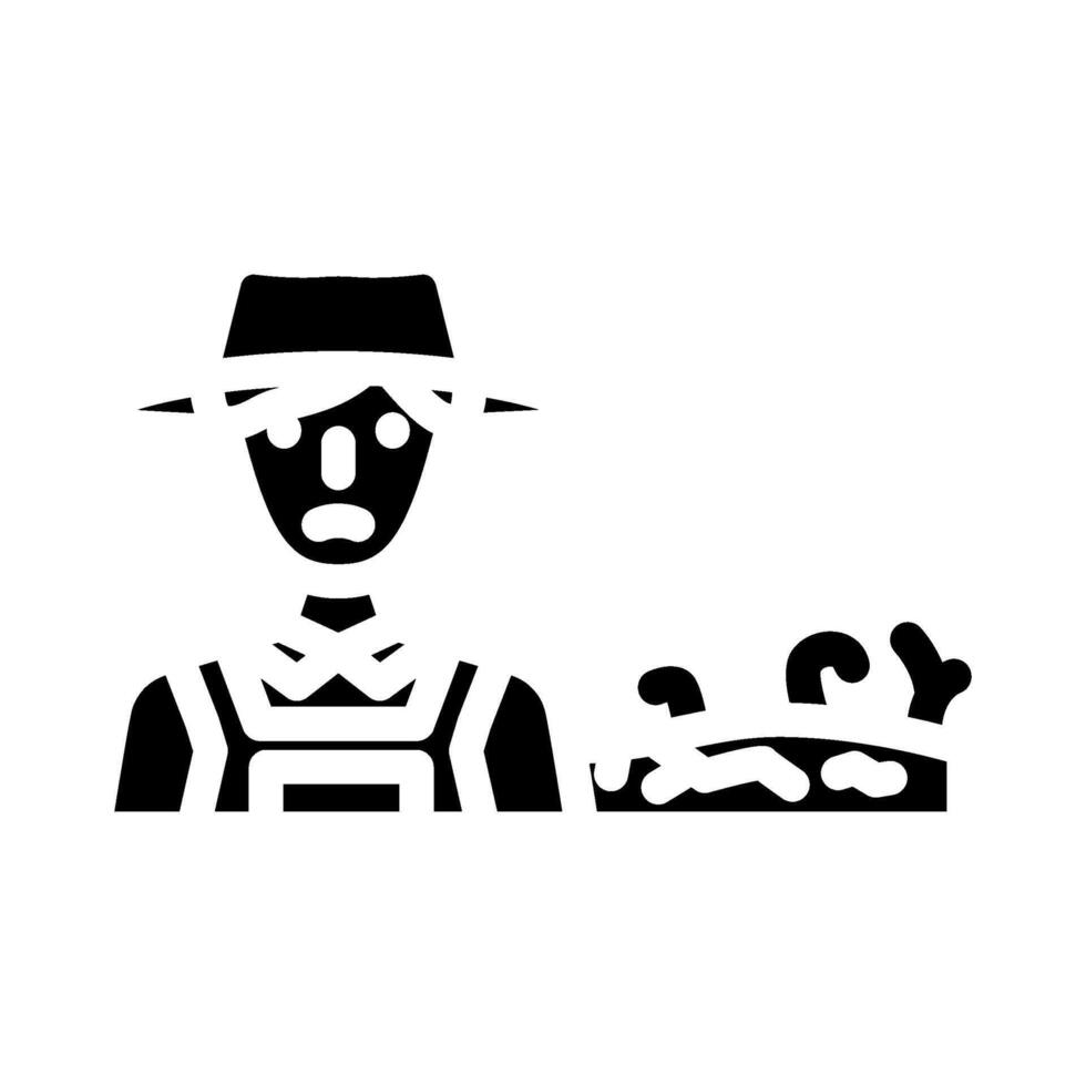 farmer near contaminated crops glyph icon illustration vector