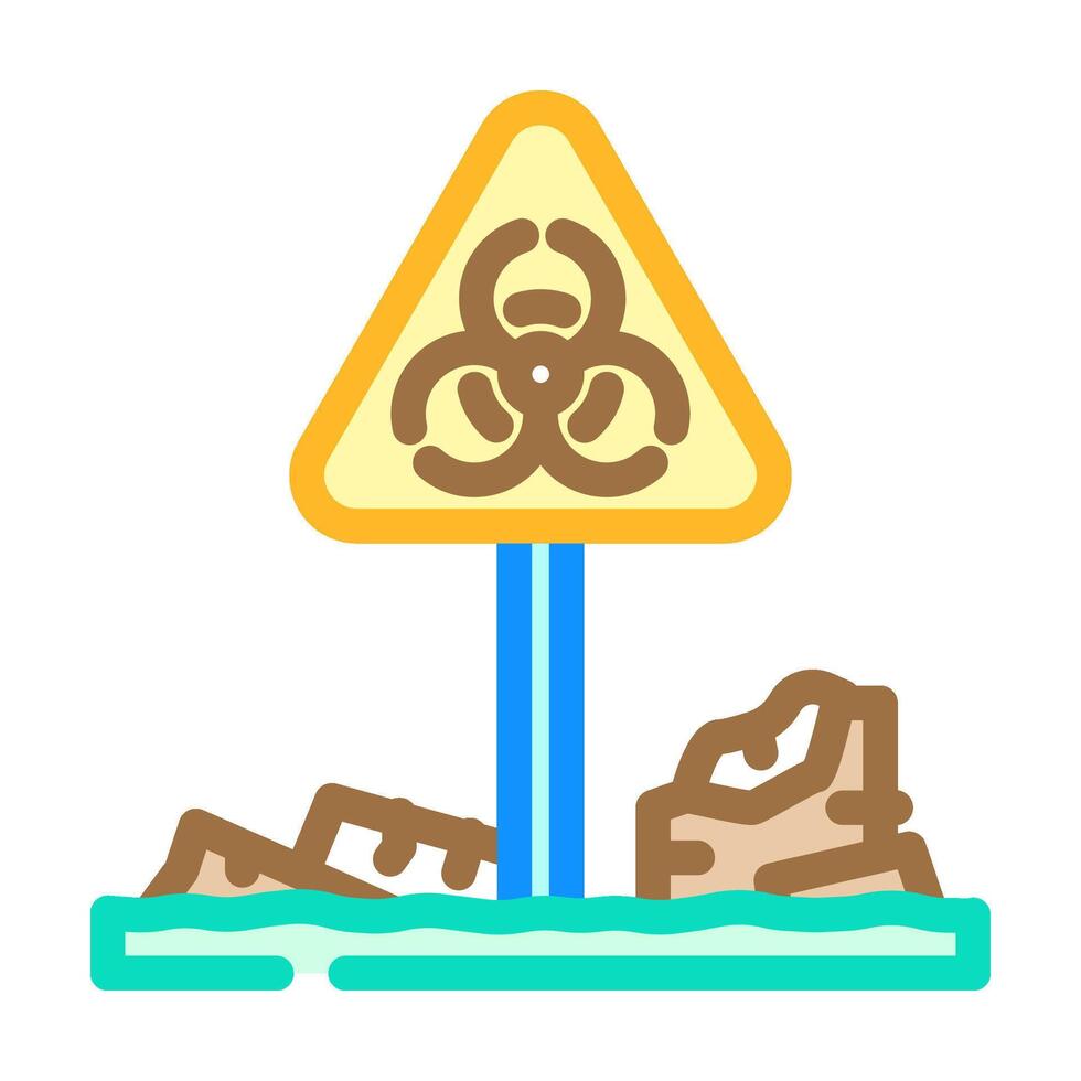 warning sign polluted field color icon illustration vector