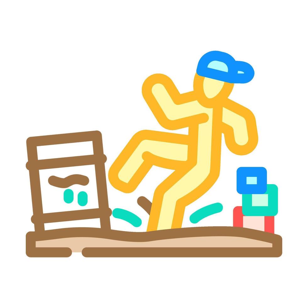 children playing near hazardous soil color icon illustration vector