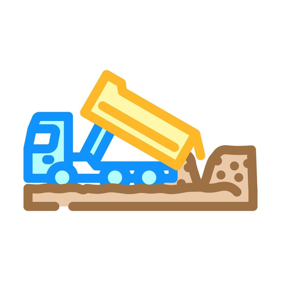 construction site soil dumping color icon illustration vector