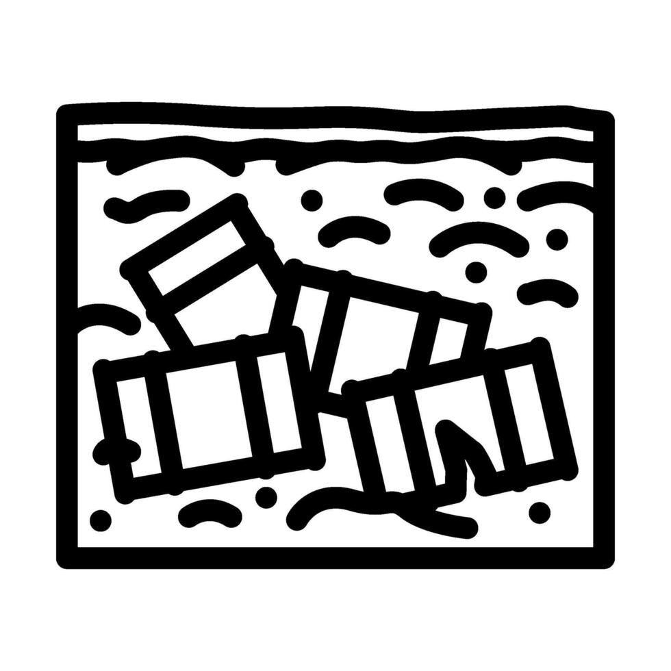 buried chemical waste barrels line icon illustration vector