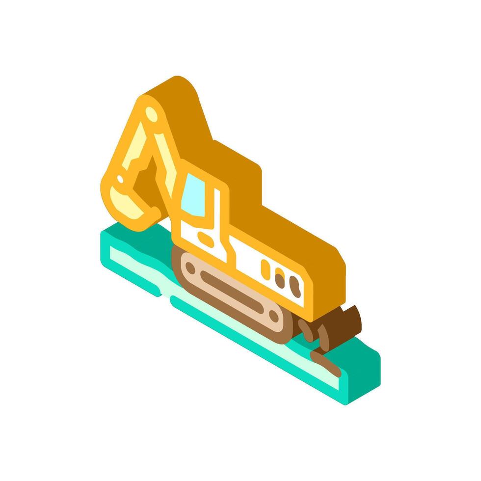 heavy machinery spilling oil isometric icon illustration vector