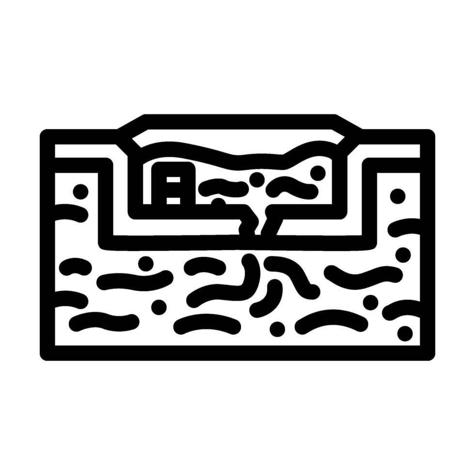 landfill seeping into nearby soil line icon illustration vector