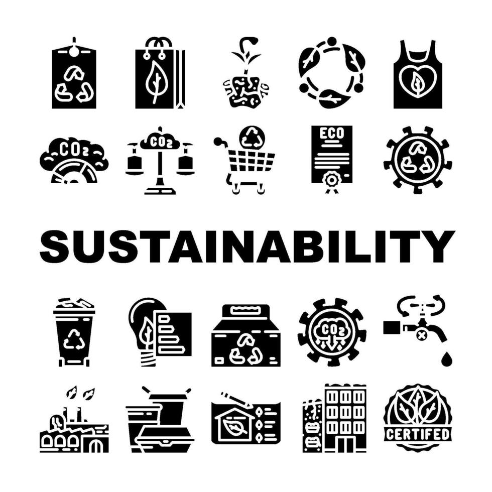 sustainability eco friendliness icons element vector
