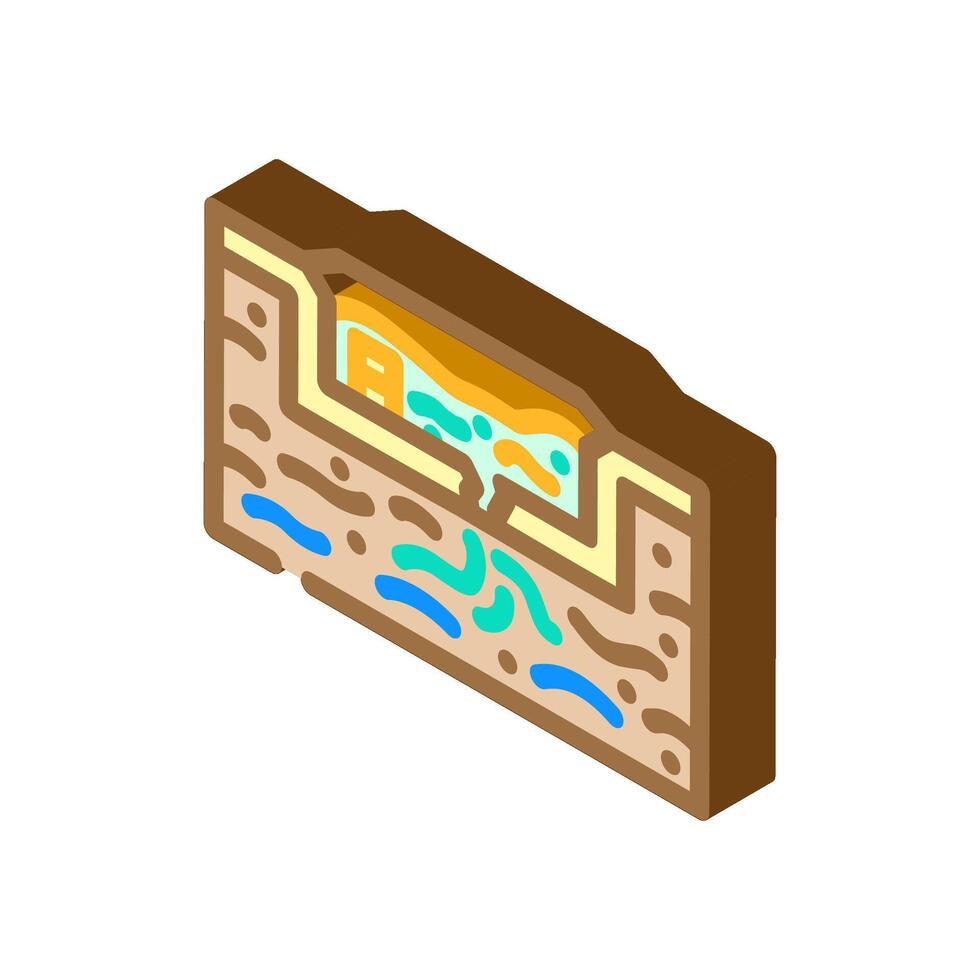 landfill seeping into nearby soil isometric icon illustration vector