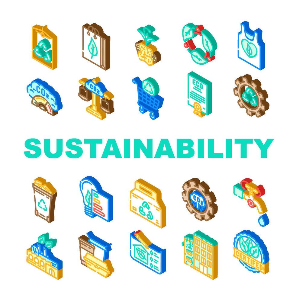 sustainability eco friendliness icon set element vector