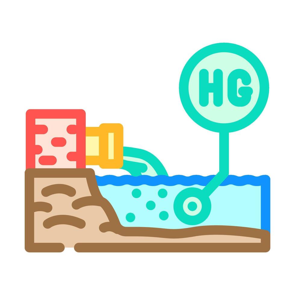 mercury pollution river industrial discharge color icon illustration vector