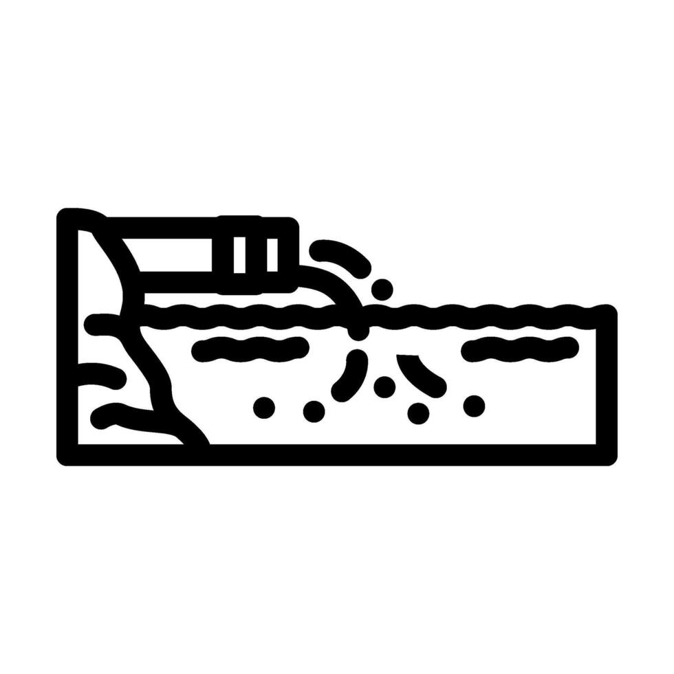 iron rich waste polluting local water bodies line icon illustration vector