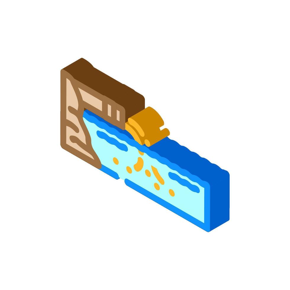 iron rich waste polluting local water bodies isometric icon illustration vector