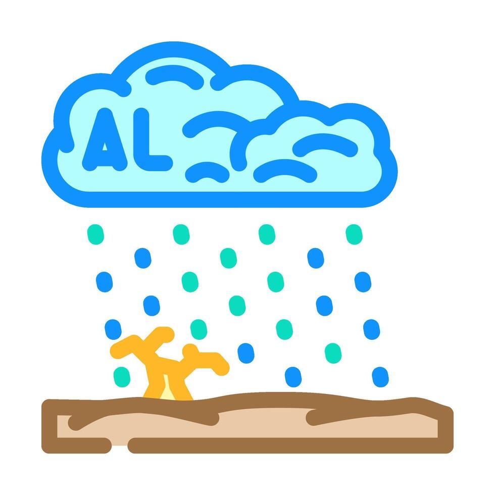 acid rain carrying toxic metals like aluminum copper color icon illustration vector