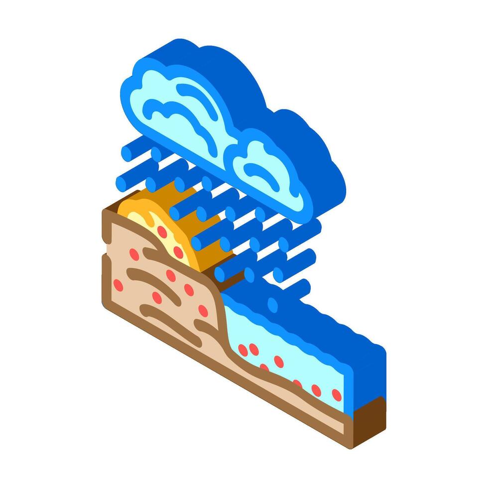 copper zinc runoff river system after heavy rainfall isometric icon illustration vector