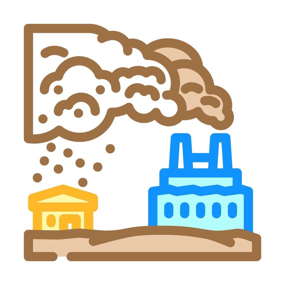 industrial plant emitting lead dust affecting local communities color icon illustration vector