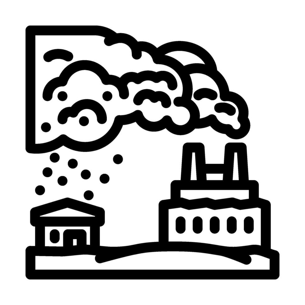 industrial plant emitting lead dust affecting local communities line icon illustration vector