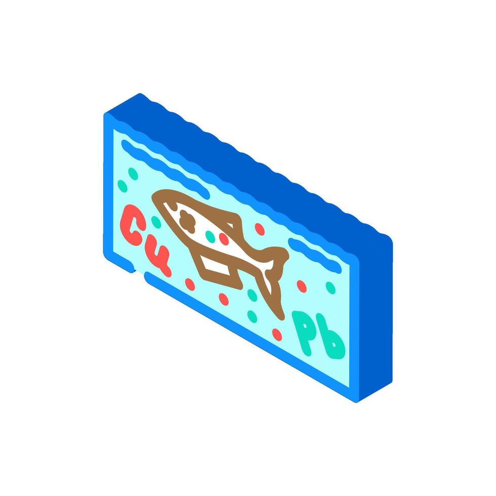 fish death lake due high concentrations copper lead isometric icon illustration vector