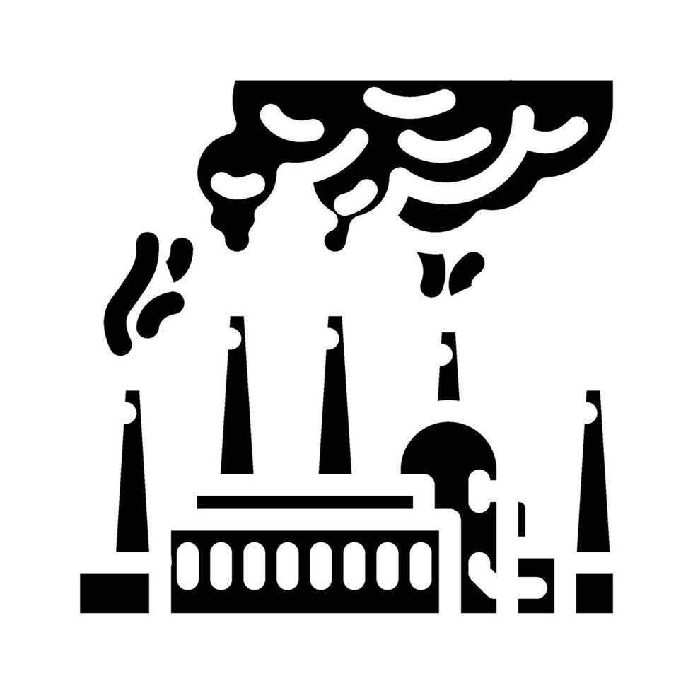 industrial smokestacks releasing particulate matter containing toxic metals glyph icon illustration vector