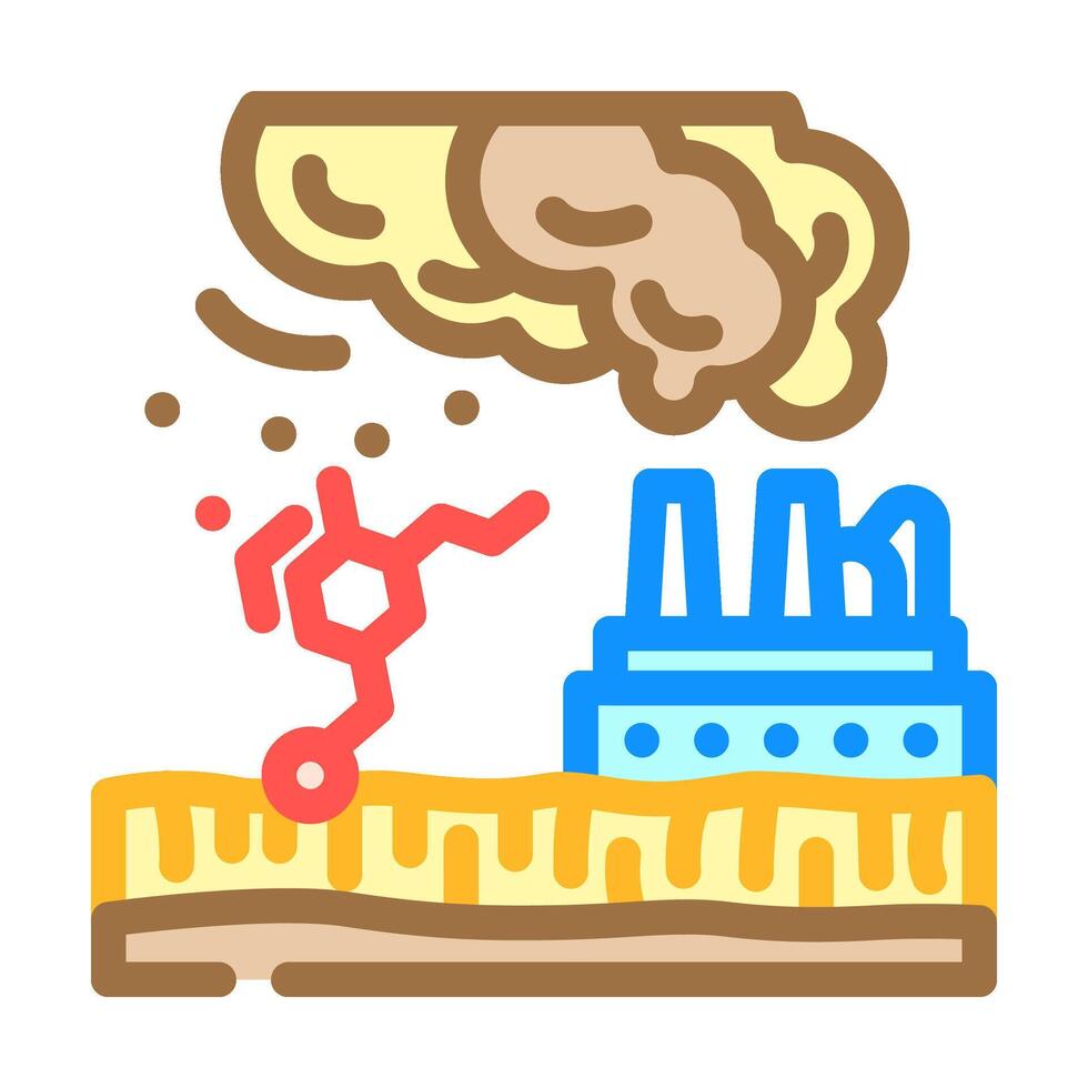 contaminated food crops region high industrial pollution color icon illustration vector