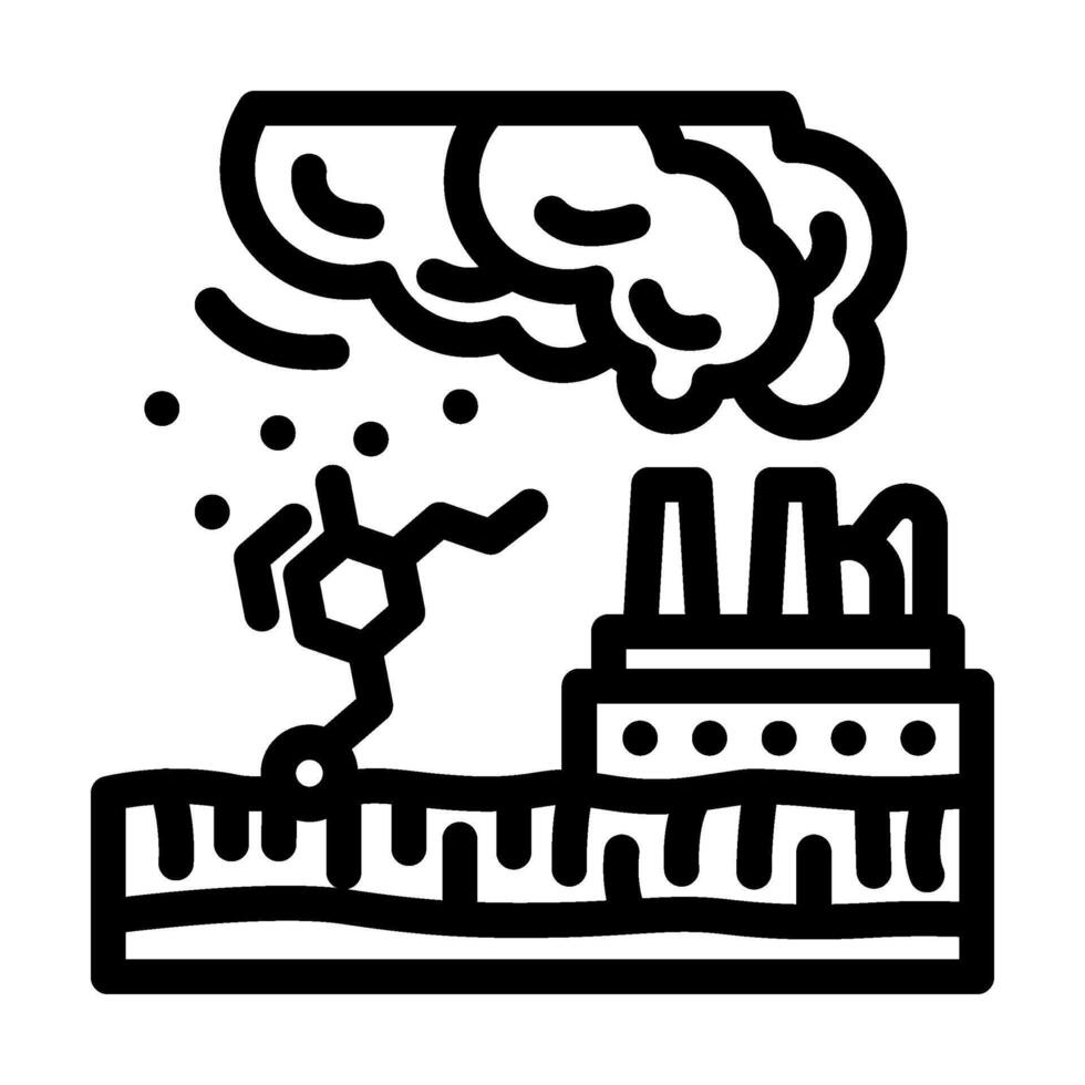 contaminated food crops region high industrial pollution line icon illustration vector