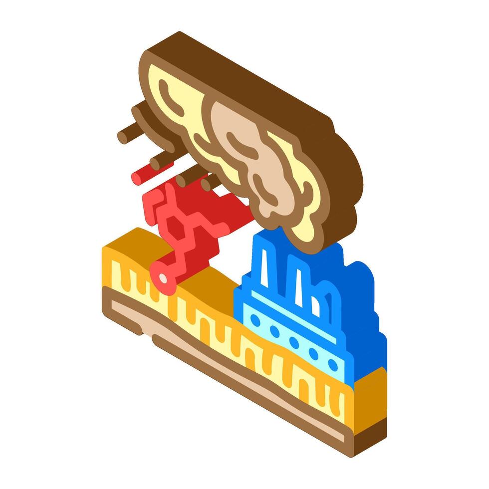 contaminated food crops region high industrial pollution isometric icon illustration vector
