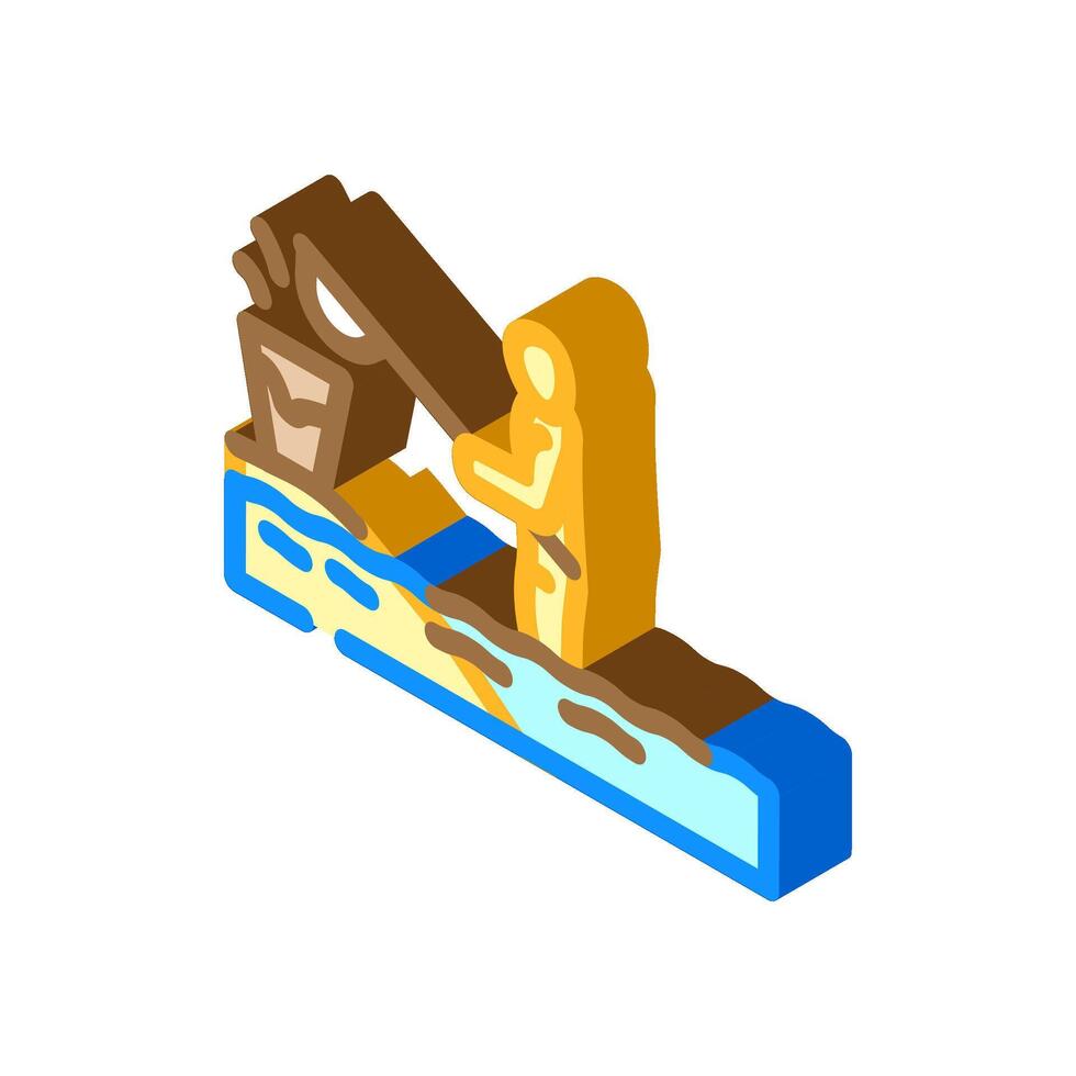 person cleaning up an oil spill isometric icon illustration vector