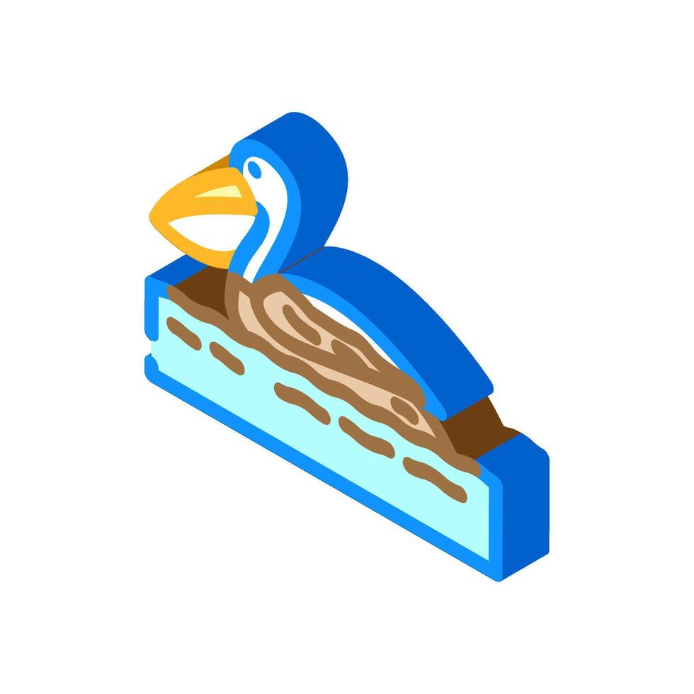 oiled bird isometric icon illustration vector