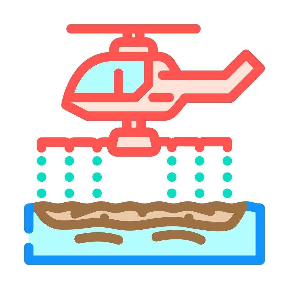 helicopter spraying dispersants oil spill color icon illustration vector