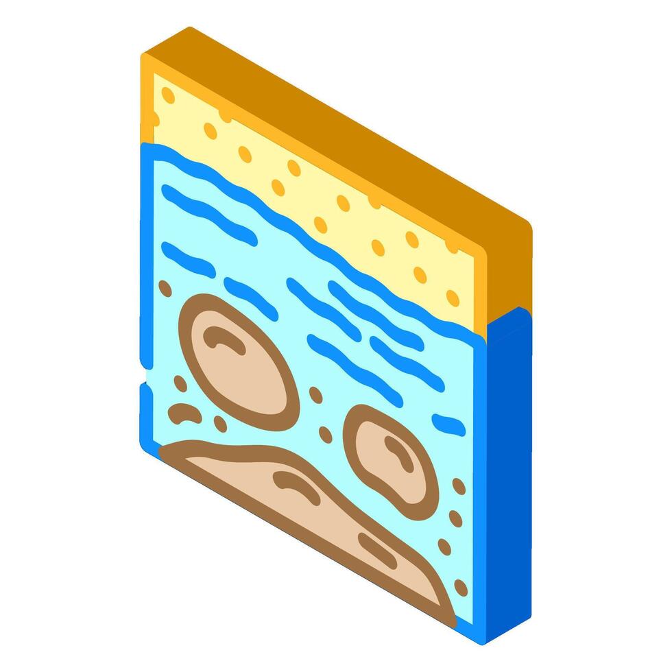 ocean waves carrying oil shore isometric icon illustration vector