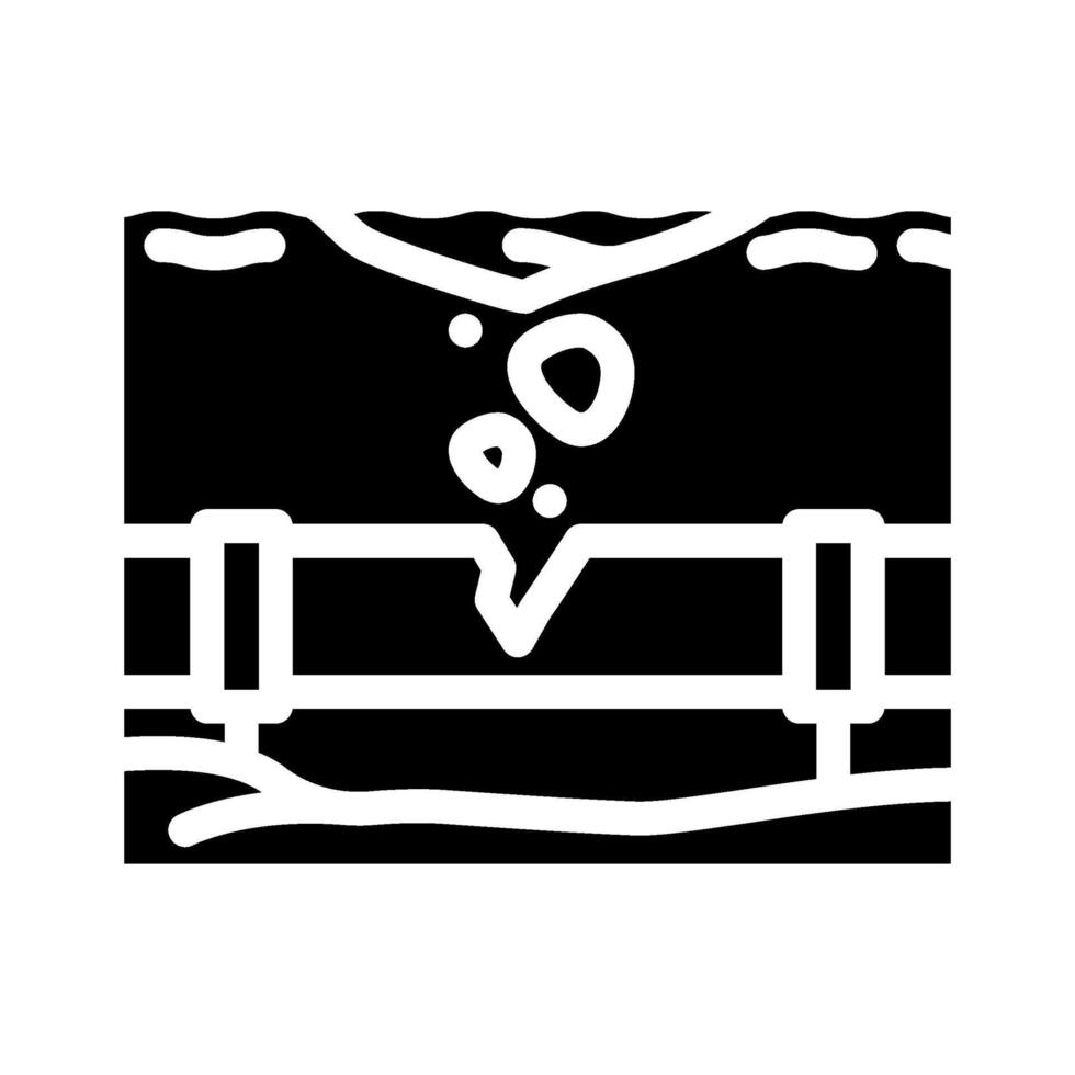 broken pipeline leaking oil ocean glyph icon illustration vector