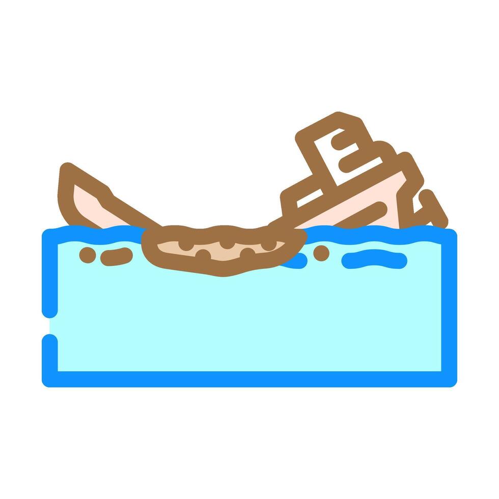 shipwreck spilling oil sea color icon illustration vector
