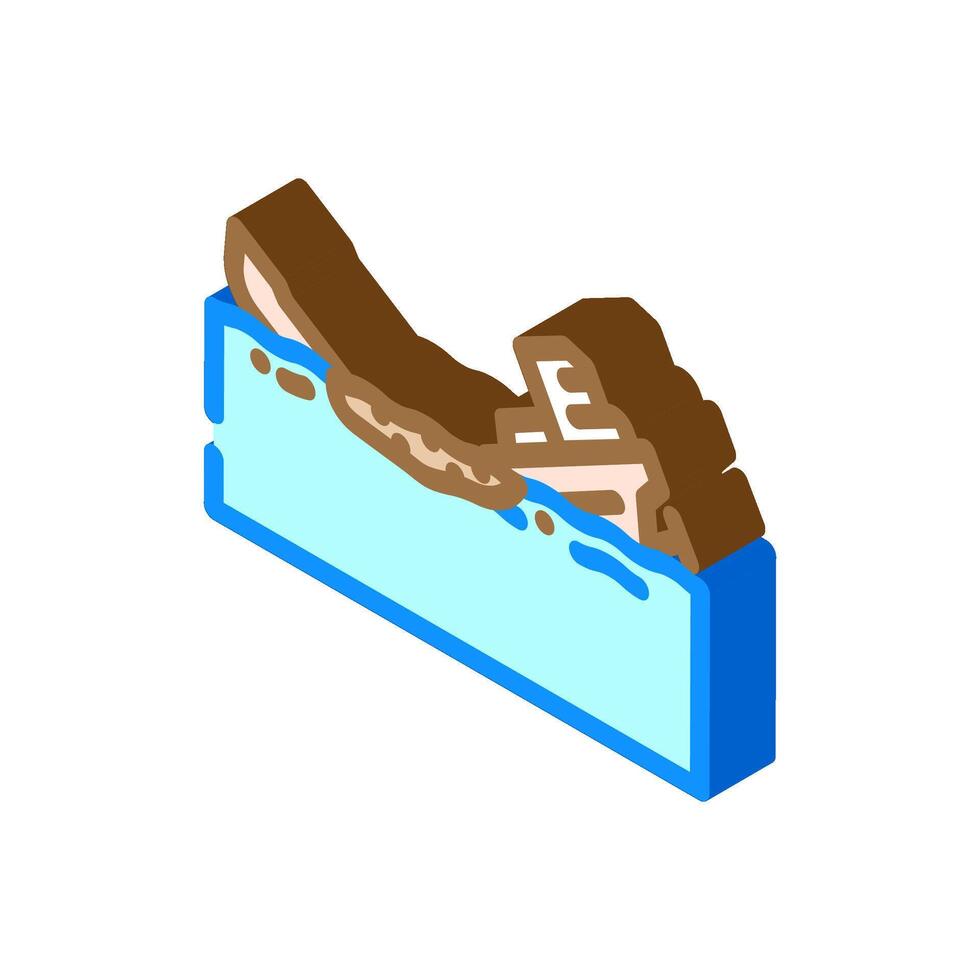 shipwreck spilling oil sea isometric icon illustration vector