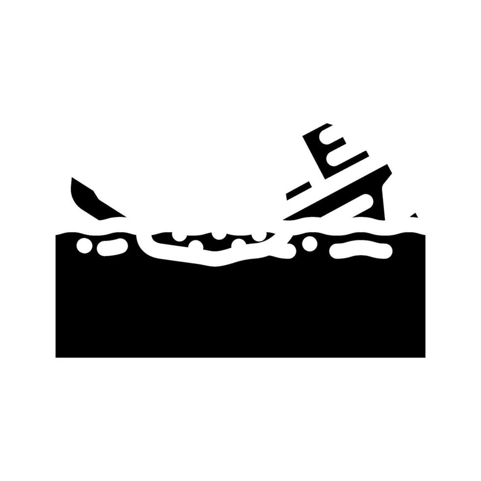 shipwreck spilling oil sea glyph icon illustration vector
