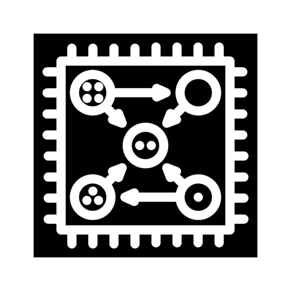 chip entangled qubits quantum computer glyph icon illustration vector