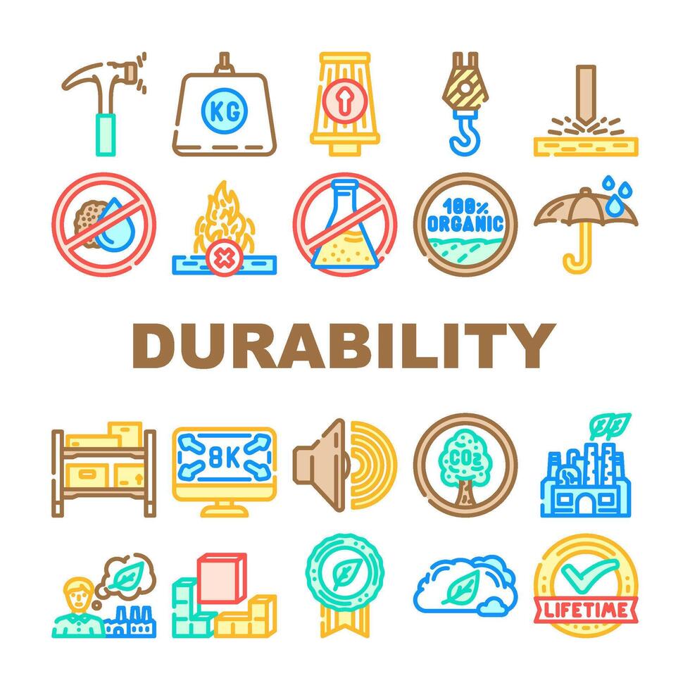 strength durability product icon set element vector