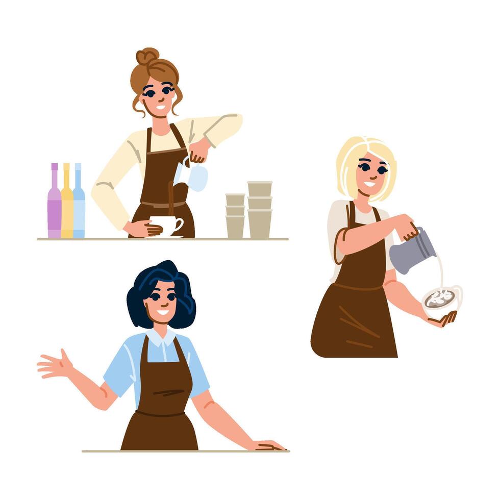 cappuccino barista woman vector