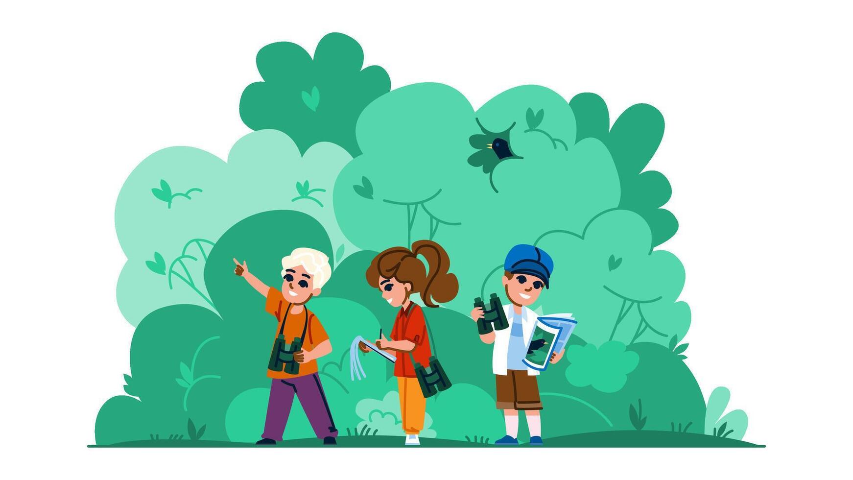 bird watching hobby kid vector