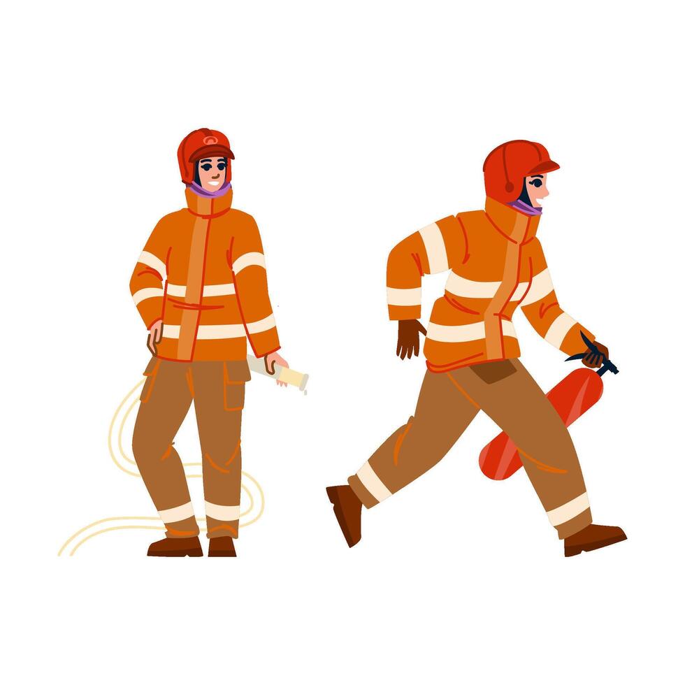 bravery firefighter woman vector