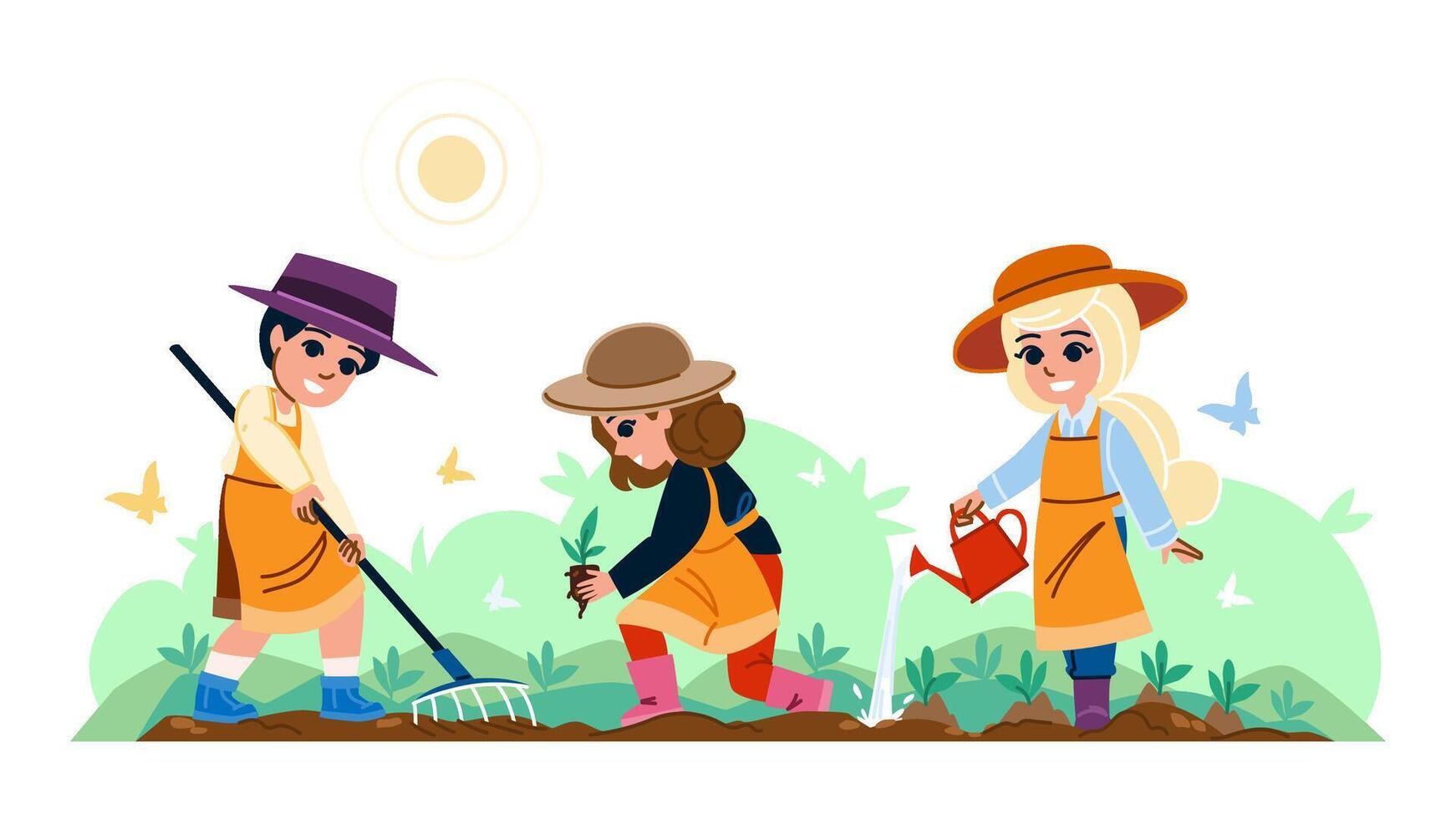 soil gardening hobby kid vector