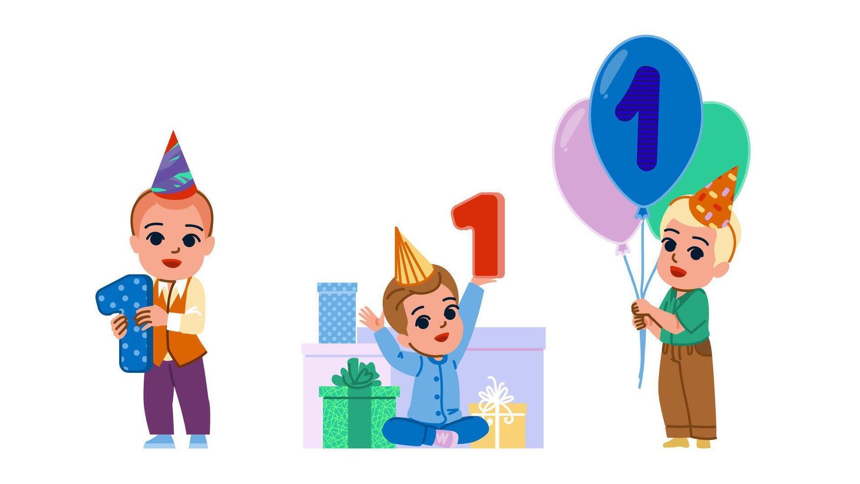 cake kid boy first birthday vector